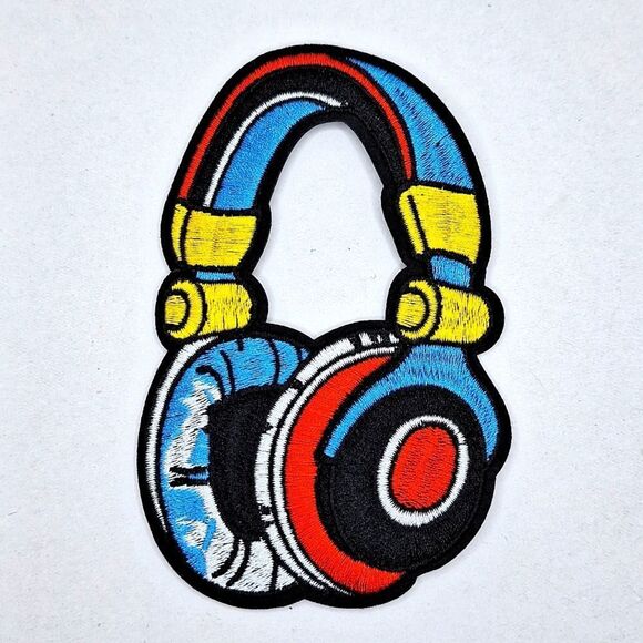 Headset headphones music PLAYER iron on patch diy sew on wearab… - Picture 1 of 2